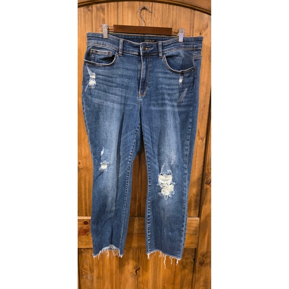 Judy Blue Denim - Judy Blue‎ Slim Fit Jeans Womens 16W Blue Excellent Distressed Raw Hem